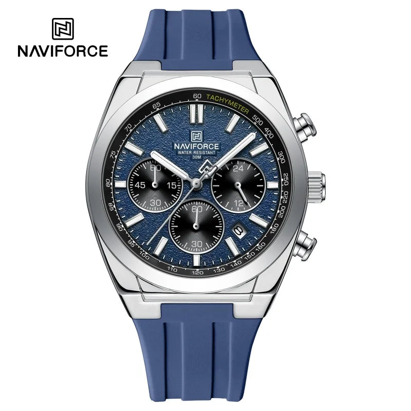 NAVIFORCE Herrenuhren, multifunktionaler Chronograph, Silikonarmband, leuchtende Zeiger, 3ATM wasserdicht, hochwertiges Original für Herren