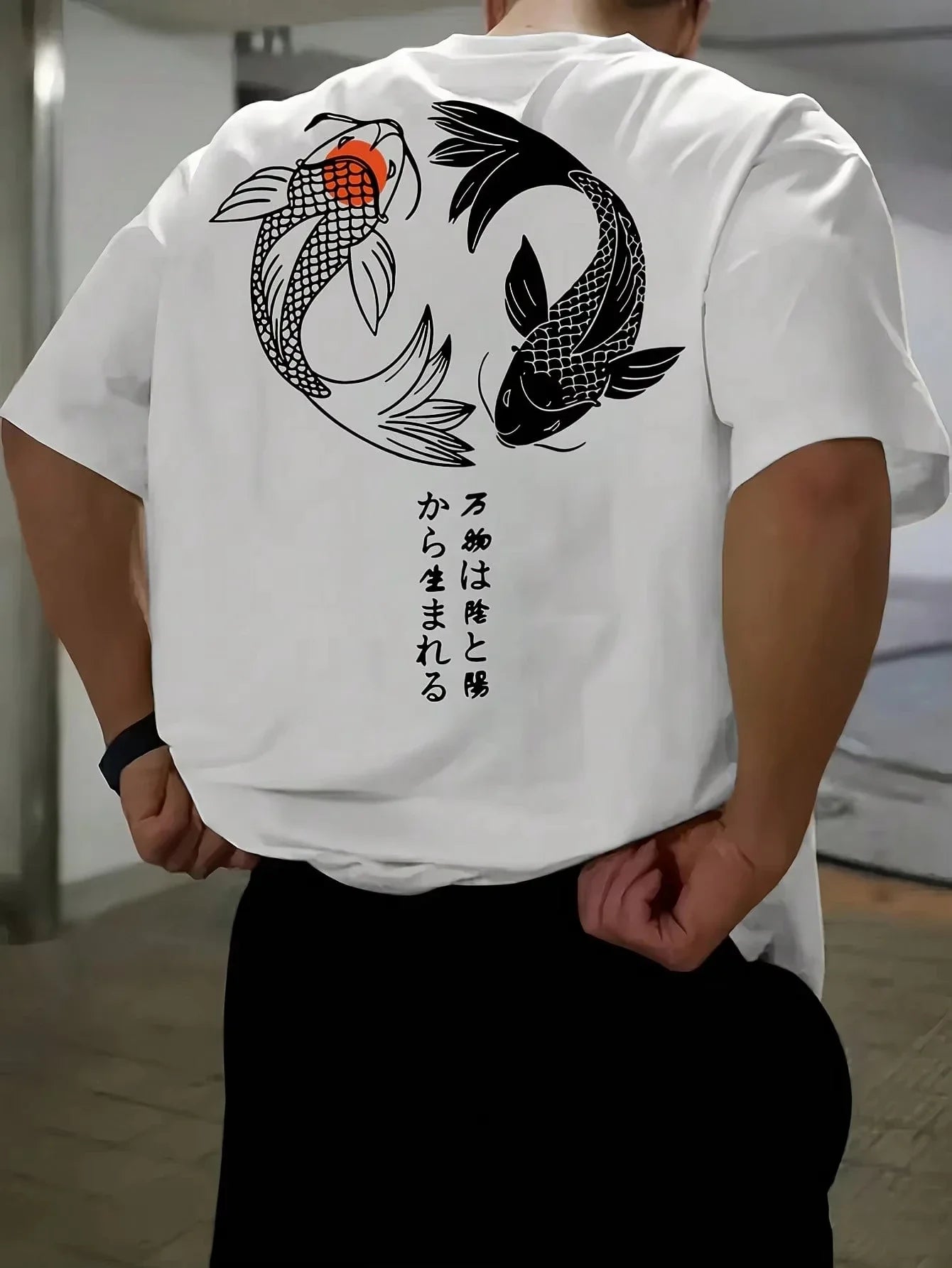 Koi Harajuku Japanisches Muster 100 % reine Baumwolle Herren T-Shirt Sommer Täglich Outdoor Sport Straße Lässig Bequem Kurzarm