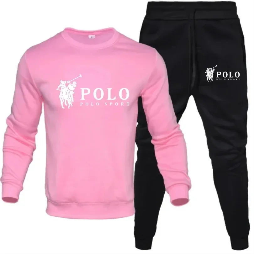 Frühling und Herbst Freizeit Fitness Jogging Mode Anzug Herren und Damen Rundhalspullover mit langen Ärmeln + Hose 2 Sets