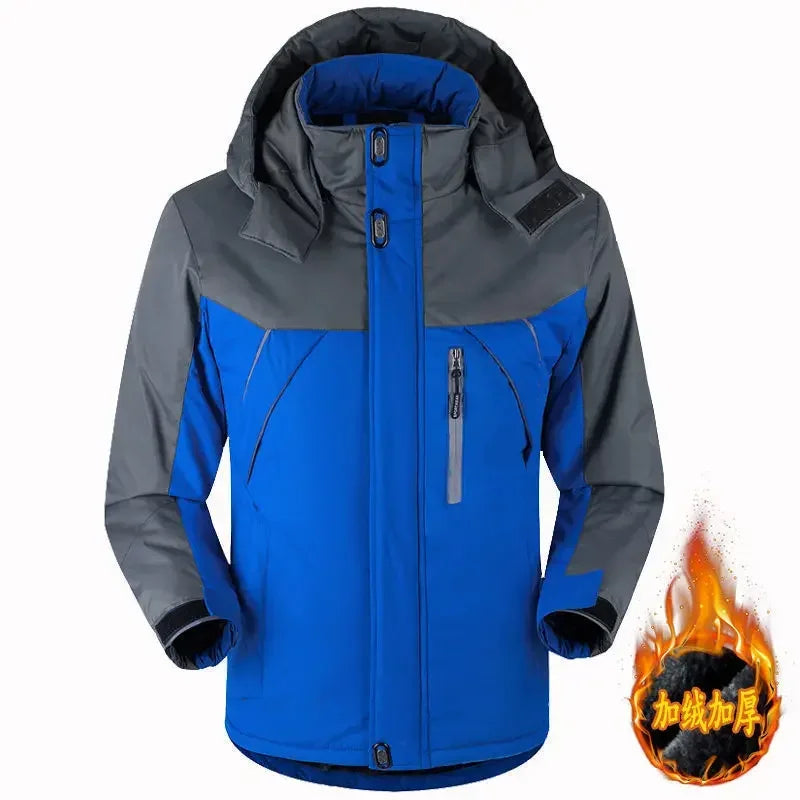 Winter Männer  Jacke Wasserdicht Wandern Ski Plus Samt Windjacke Jacken Abnehmbare Kapuze Große Größe Parkas