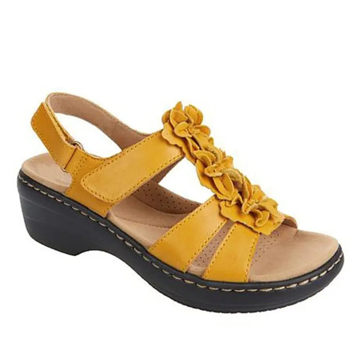 Sommer Sandalen Frauen 2022 Neue Blume Keil Plattform Orthopädie Schuhe Retro Rom Casual Komfortable Peep Toe Alias De Mujer