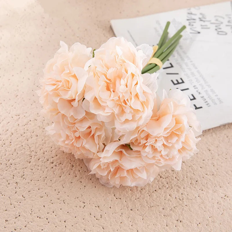 5-köpfe Pfingstrose, künstliche Seidenblumen, künstliche Pfingstrosen, Hochzeitsstrauß für die Braut, künstliche Blumen, Bündel für Wohnzimmer für Heimdekoration