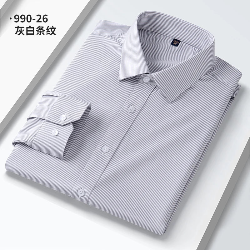Neue Qualität Anti-Falten Männer Hemd Lange Ärmel Kleid Shirts Für Männer Slim Fit Camisa Social Business Weiß büro Hemd 4XL 5XL