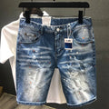 Männer Mode Denim Shorts Löcher Jeans Neue Sommer Männlichen Blau Zerrissene Jeans Shorts Hohe Qualität Mann Gerade Fit Denim Shorts größe 38