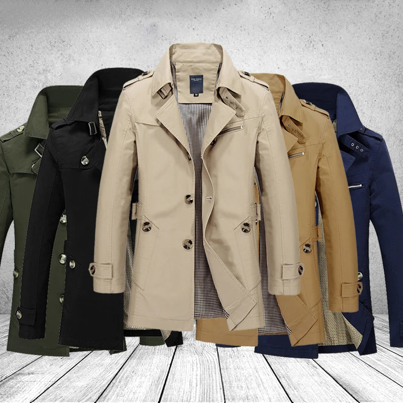 Mode Männer Graben Jacken Marke Casual Business Graben Mantel Herren Freizeit Mantel Männlichen Einreiher Windjacken Plus Größe