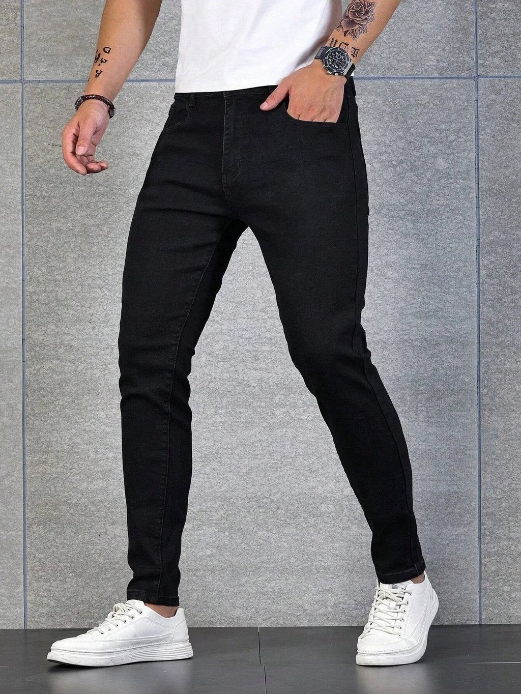 Manfinity Homme Herren Schmale Jeans aus Baumwolle Einfarbig