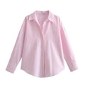BSAY Frauen Mode Langarm einreiher Revers Baumwolle Oxford Bluse Straße Kleidung Hemd Chic Damen Crop Tops Mujer