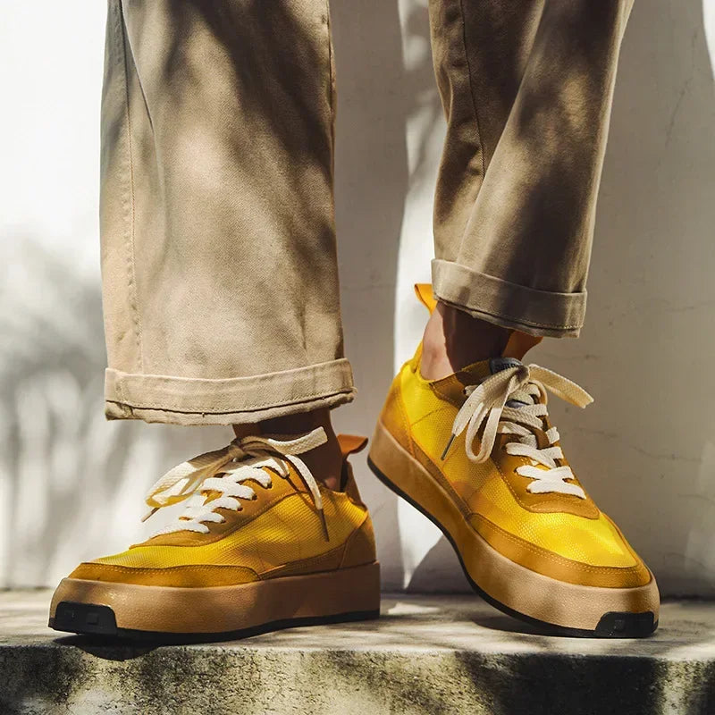 Trend ige Männer lässig Turnschuhe Patchwork flache Leinwand Schuhe für Männer Eis Seide Walking Plattform Schuhe bequeme Vintage Turnschuhe männlich