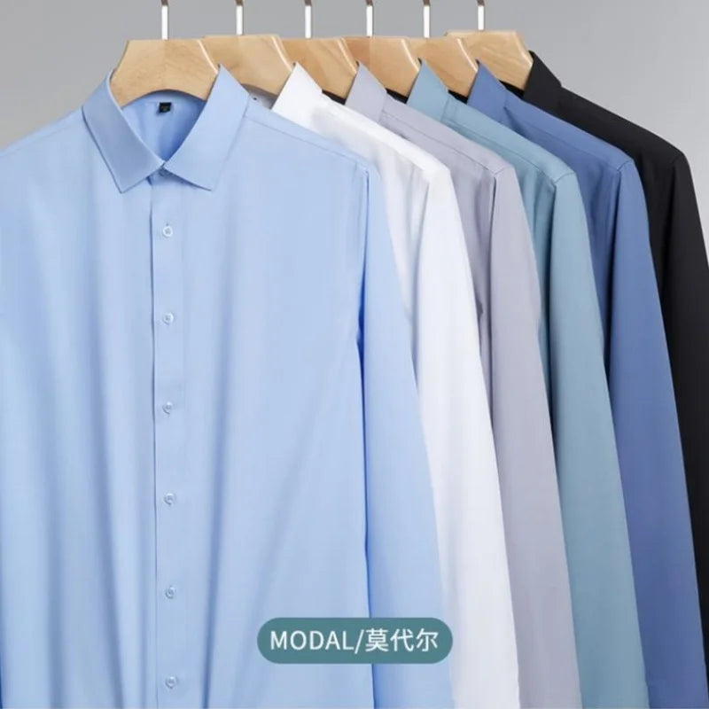 Neue Qualität Anti-Falten Männer Hemd Lange Ärmel Kleid Shirts Für Männer Slim Fit Camisa Social Business Weiß büro Hemd 4XL 5XL