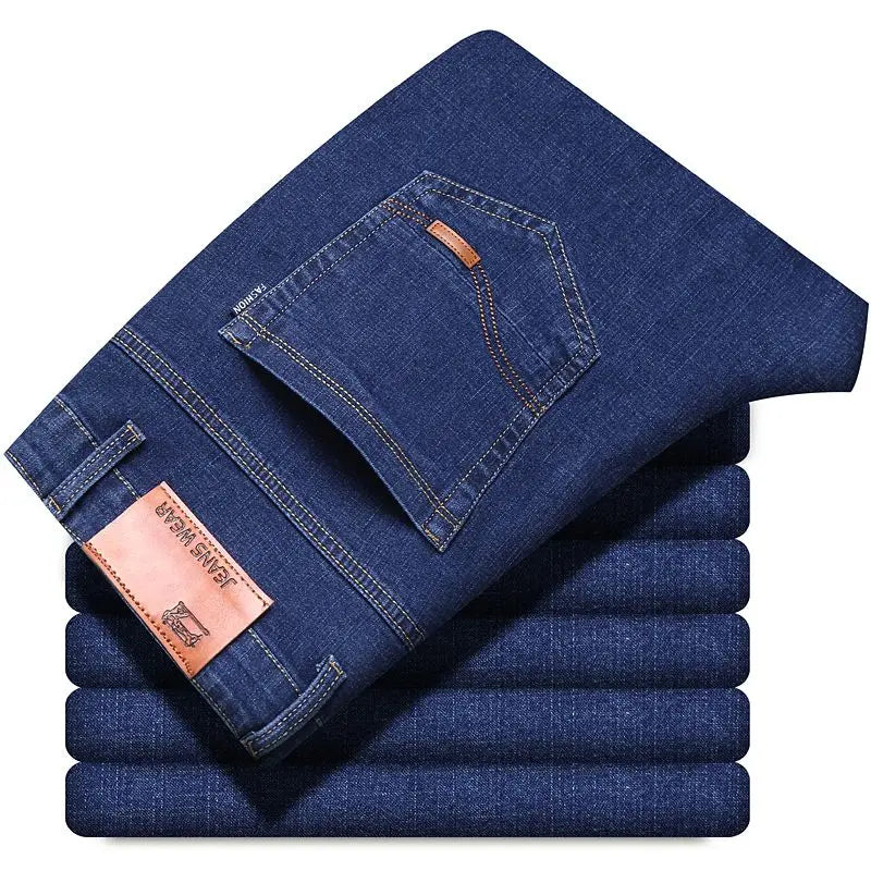 Frühling Herren Leichter Luxus Stretch Slim Fit Denim-Hose Komfortable Weiche Business-Mode Gerade Casual Jeans Herbst Markenkleidung