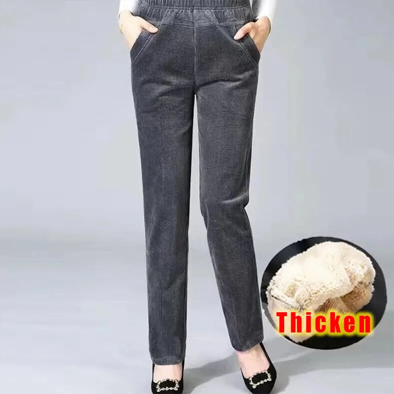 Dünne/Dicke Winter Gefüttert Breite Bein Hosen CasualThicken Warme Baggy Jogginghose Frauen HighWaist Koreanische Lamm Flusen Gerade Pantalones