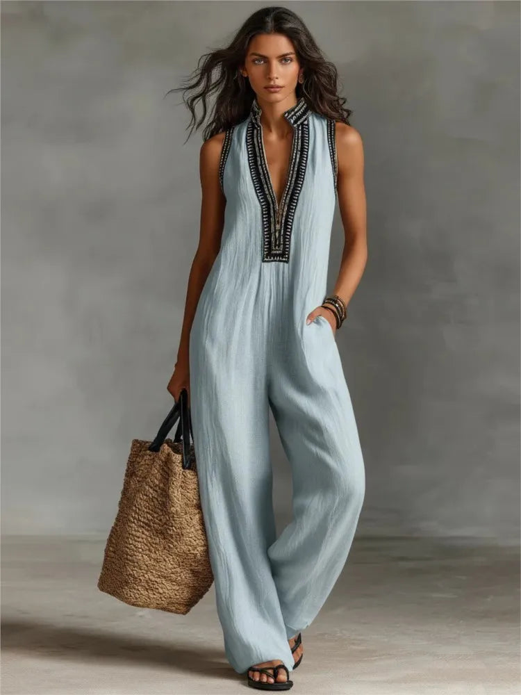 19,00 € EUR Neue Ärmellose Damen-Jumpsuits Sommer Mode Stehkragen Lose Taschen Weite Hosen Jumpsuit Damen Urlaub Party Overall