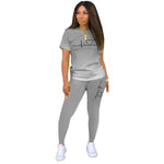 Damen Sport-Set – T-Shirt & Hose mit Print für Yoga & Gym