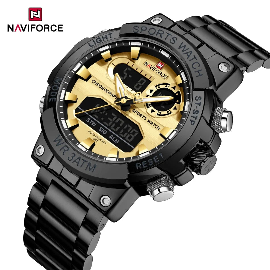 NAVIFORCE Männer Militär Uhr Wasserdichte Armbanduhr Dual Display Quarzuhr Sport Uhr Männliche Große Uhren Männer Relogios Masculino