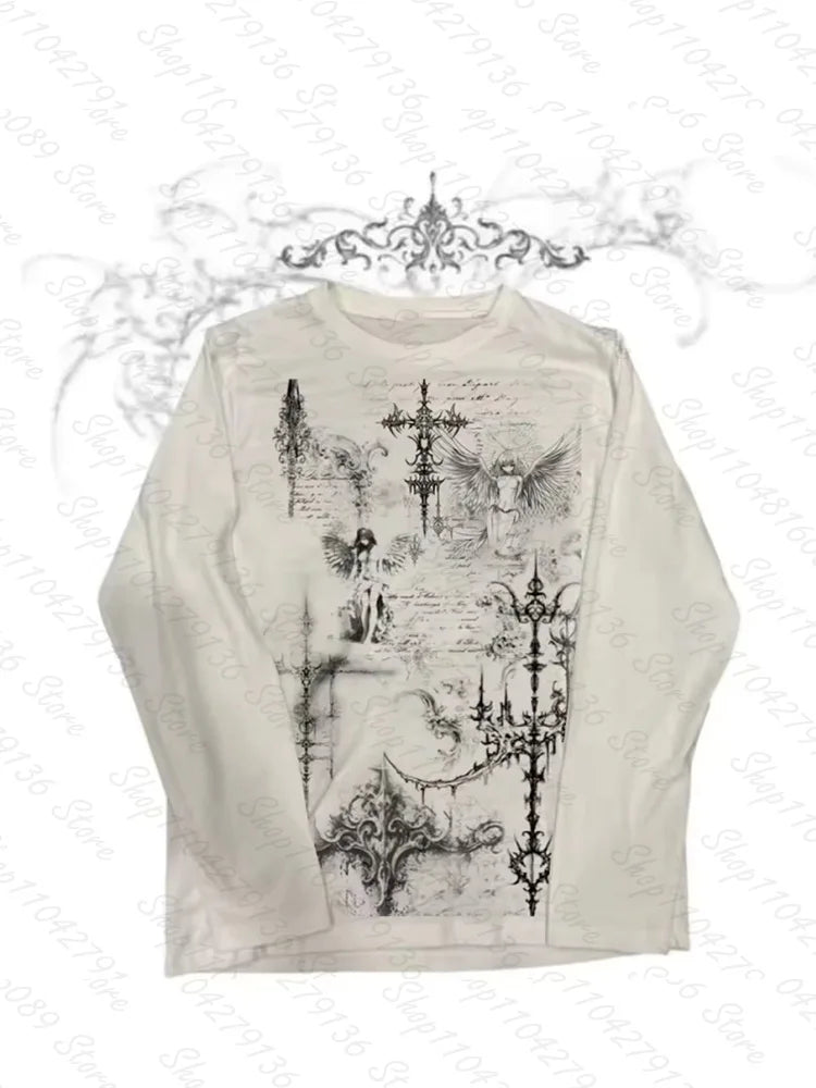 Frau Kleidung für Frauen Kawaii Emo Graphic Tees Y2k Tops Crop Top Frauen Frauen abgeschnitten Shoujo Girl Style 90er Jahre Kleidung Vintage