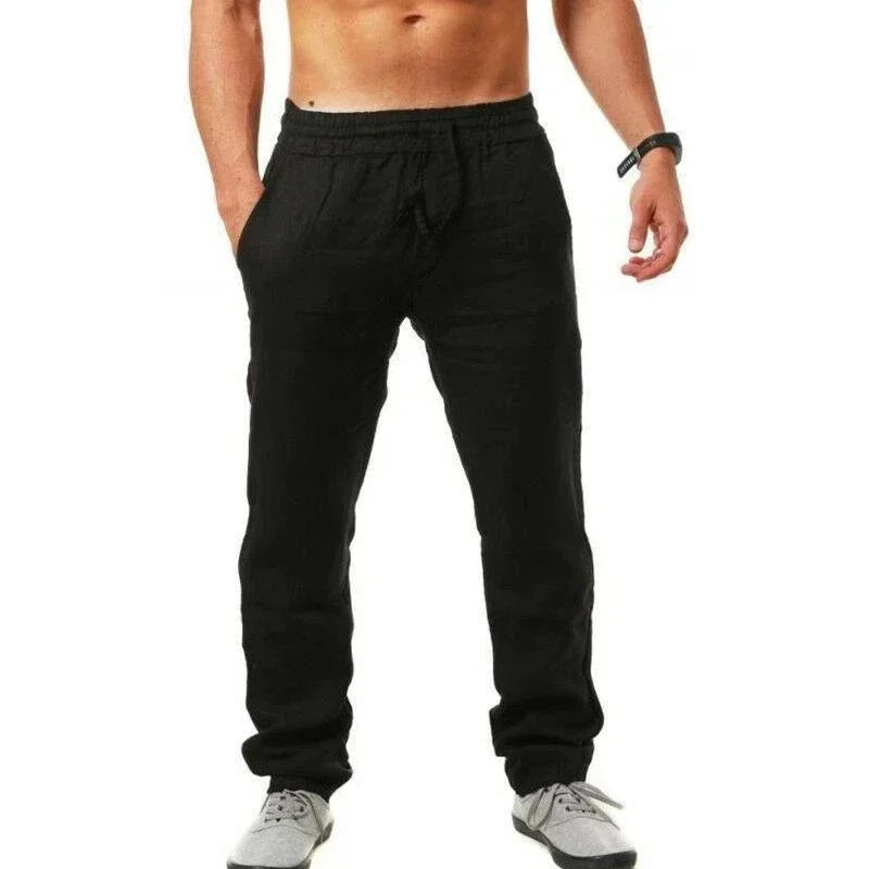 Sporthosen neue Frühjahr/Sommer Modemarke Herren Hip-Hop atmungsaktive Baumwolle Leinen einfarbig einfache Kordelzug Hose mit weitem Bein