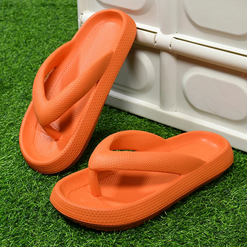 Flip-Flops für Herren und Damen, Sommer, rutschfest, für den Außenbereich, lässig, leichte Strandsandalen, dicke Plattform, Haus-Badezimmer-Hausschuhe