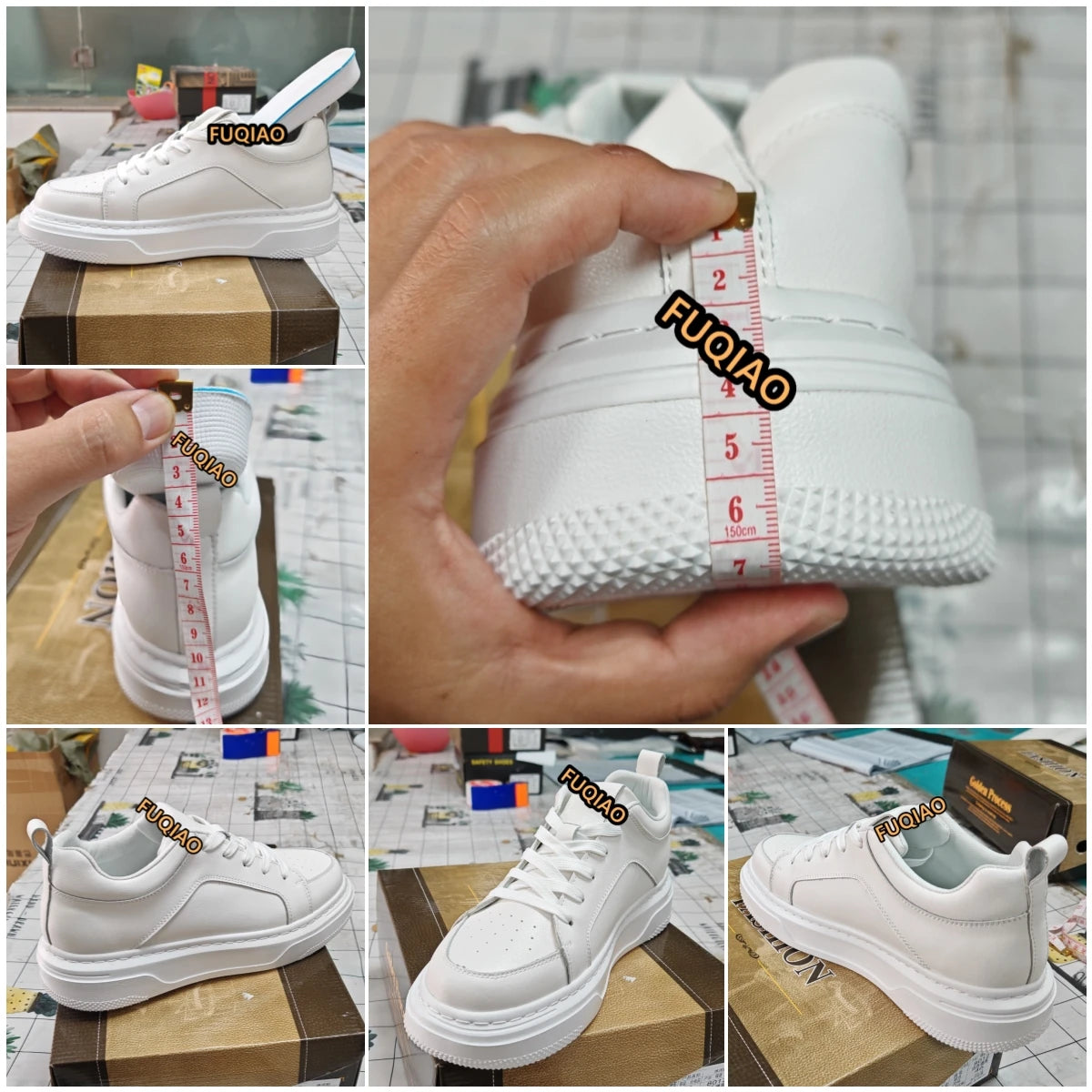 Echtes Leder, 6 cm, Höhe erhöhen, Paar-Schuhe, bequem, atmungsaktiv, Aufzug-Sneaker für Männer und Frauen, leicht, lässig, Sport