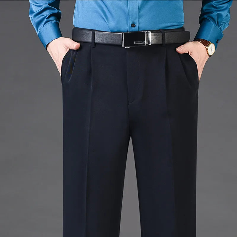 Hohe Taille Wolle Kaschmir Anzughose Männer Doppelt Plissee Winter Herbst Kleid Hose für Männer Formale Business Größe 29-50 52 54 56
