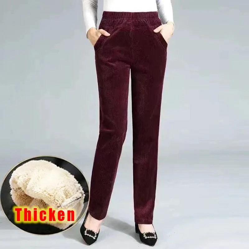 Dünne/Dicke Winter Gefüttert Breite Bein Hosen CasualThicken Warme Baggy Jogginghose Frauen HighWaist Koreanische Lamm Flusen Gerade Pantalones