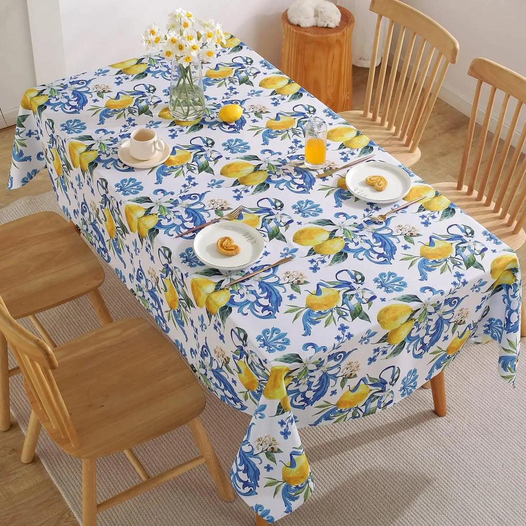 Sommer Zitronenblume Rechteck Wasserdichte Tischdecke Party Dekor Waschbar Bauernhaus Küche Esszimmer Tischdecke Hochzeitsdekorationen