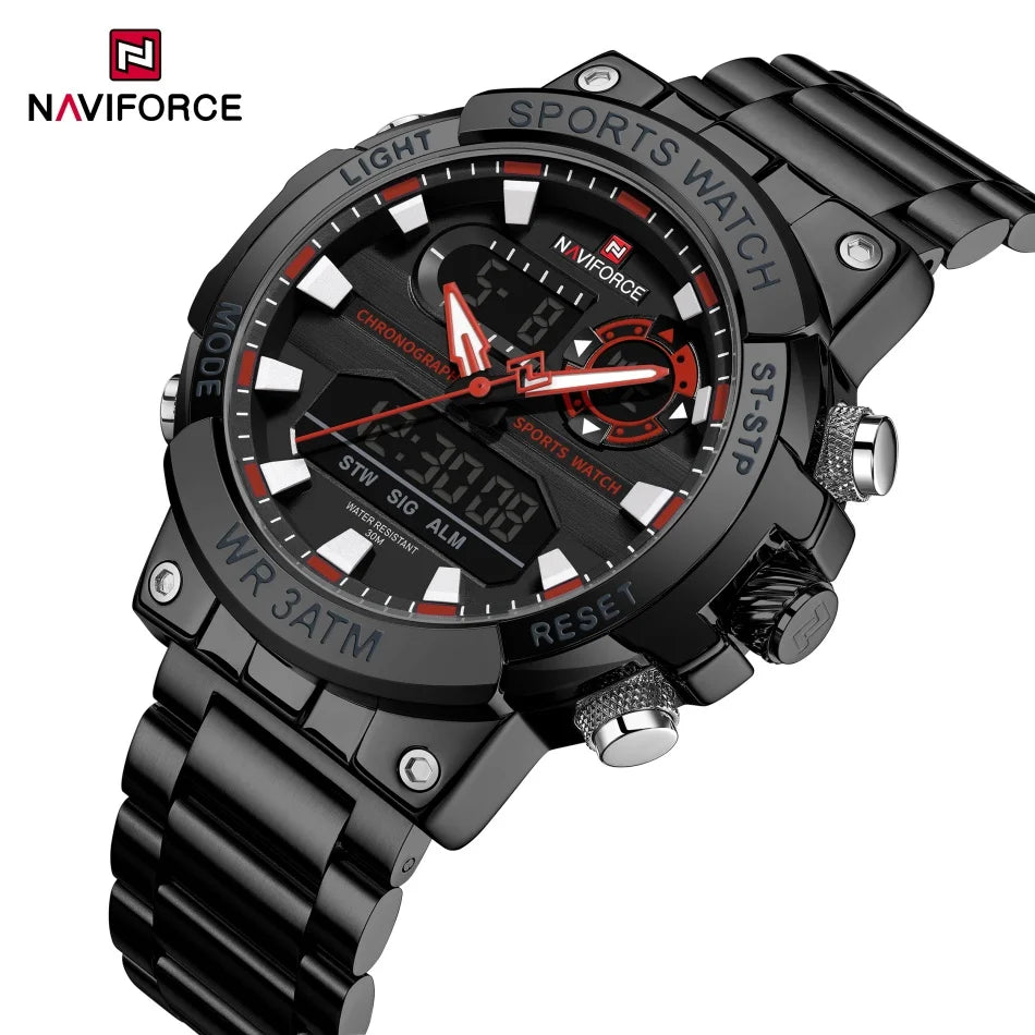 NAVIFORCE Männer Militär Uhr Wasserdichte Armbanduhr Dual Display Quarzuhr Sport Uhr Männliche Große Uhren Männer Relogios Masculino