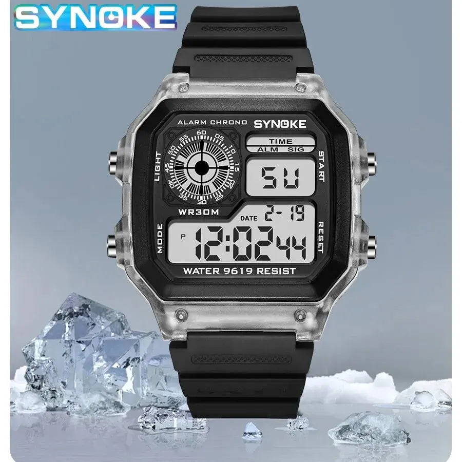 Synoke digital uhren männer sport leuchtende multifunktion wasserdicht chrono armbanduhr outdoor und lauf student sieben lichter