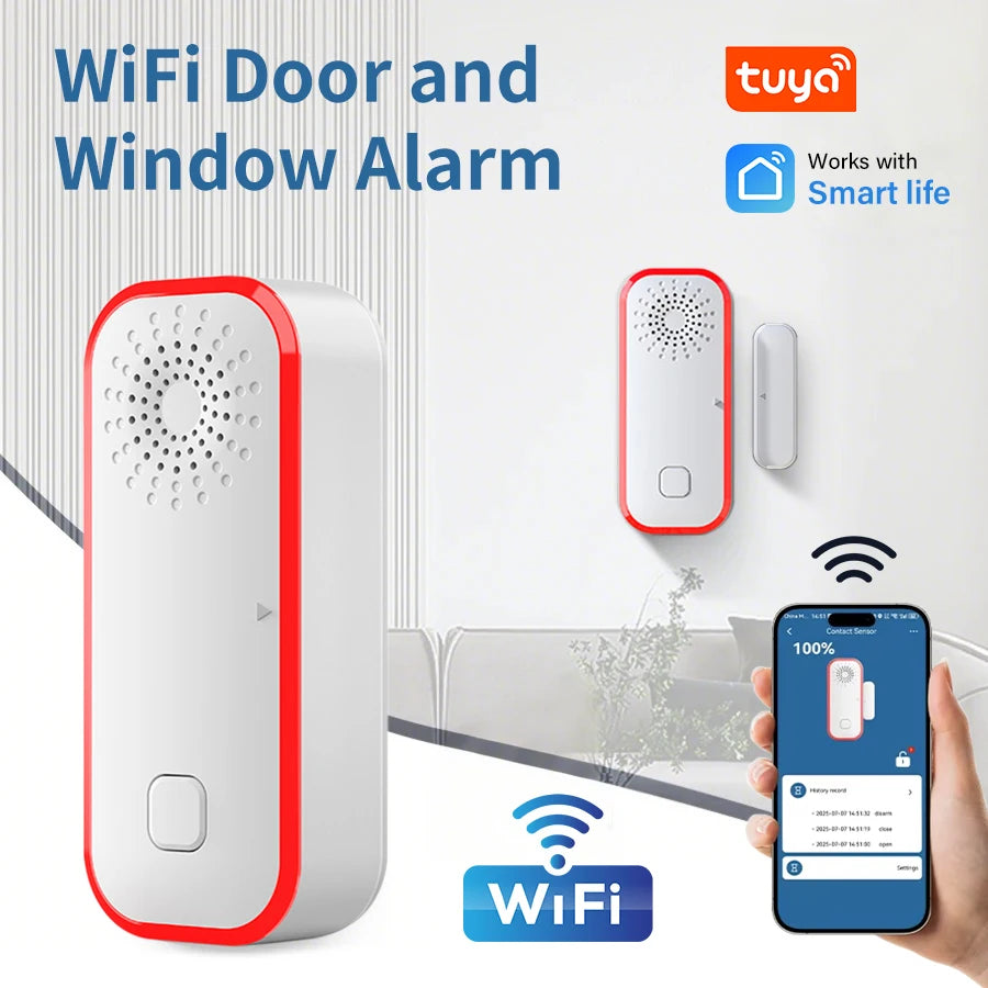 WiFi Tür Alarm Smart Tür Fenster Alarm Detektor 0-100dB Ton Und Licht Alarm APP Steuerung Smart Home sicherheit Alarm System