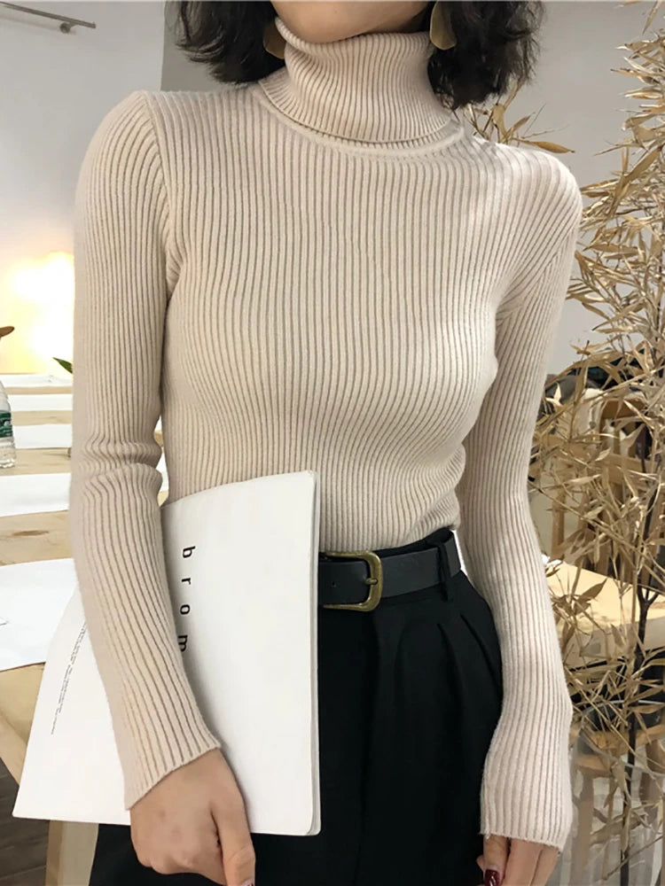 Damen Rollkragenpullover 2026 Herbst Winter Oberteile Koreanischer Slim-Fit Damen Pullover Strickpullover Pull Femme Hiver Truien