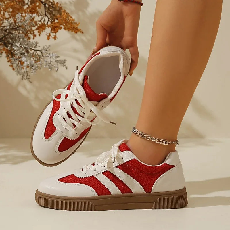 Damen Casual Sneakers Trendige Neue Mode Leichte Freizeitschuhe für Outdoor-Spaziergänge Bequeme Rutschfeste Flache Turnschuhe