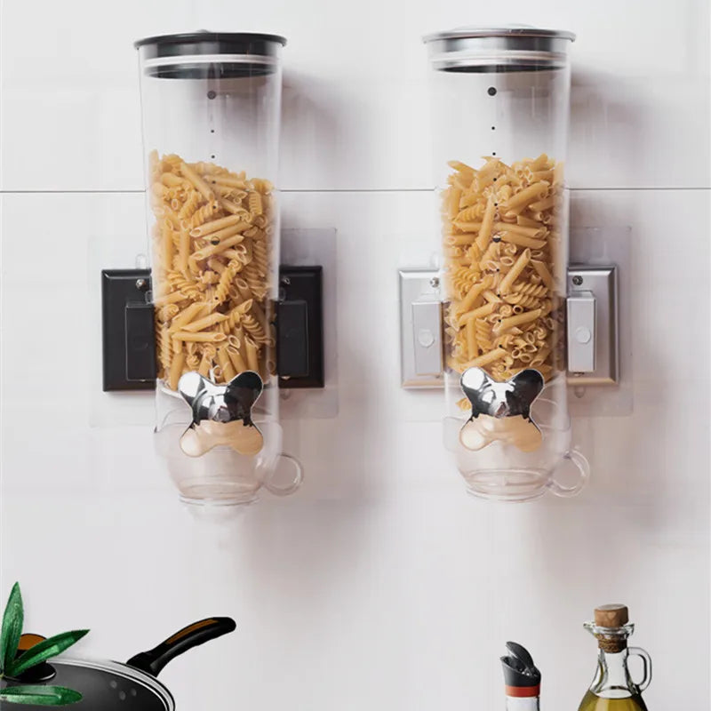 Küche Lagerung Lebensmittel Organizer Wand Montiert Trockenen Lebensmittel Getreide Spender Snack Getreide Kunststoff Lagerung Container Box Rack für Hause