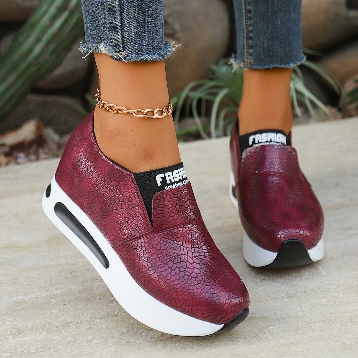 Damen-Sneaker für Frühling und Herbst, einfarbig, bequemer Plateau-Wanderschuh, leicht, rutschfest, dickbesohlt, Low-Top-Schuhe, Zapatillas