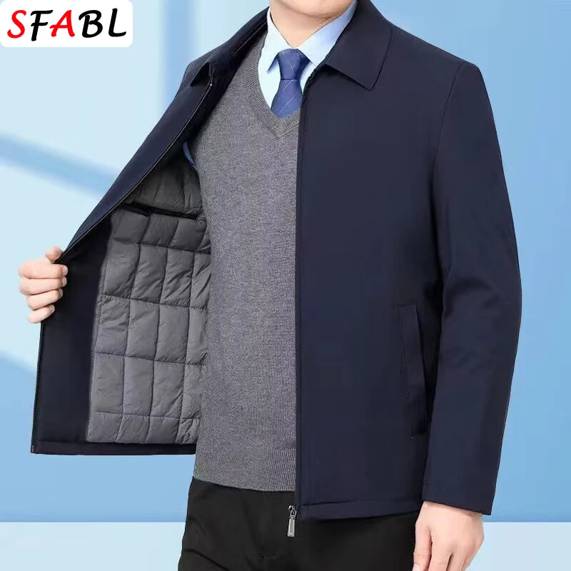 Warme Fleece Herbst Winter Jacken für Männer Business Büro Kleid Mantel Casual männer Winter Jacke Einfarbig Luxus Oberbekleidung mann
