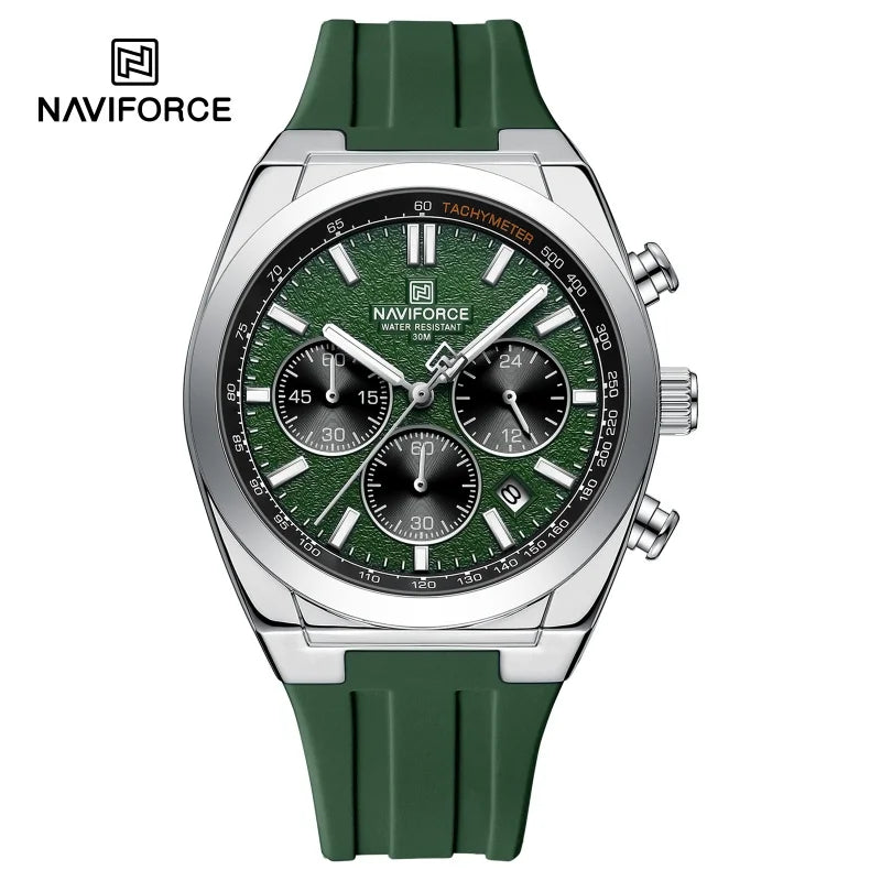NAVIFORCE Herrenuhren, multifunktionaler Chronograph, Silikonarmband, leuchtende Zeiger, 3ATM wasserdicht, hochwertiges Original für Herren