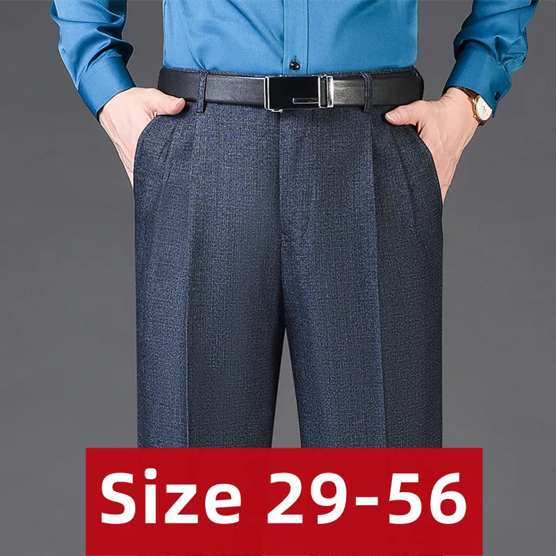 Hohe Taille Wolle Kaschmir Anzughose Männer Doppelt Plissee Winter Herbst Kleid Hose für Männer Formale Business Größe 29-50 52 54 56