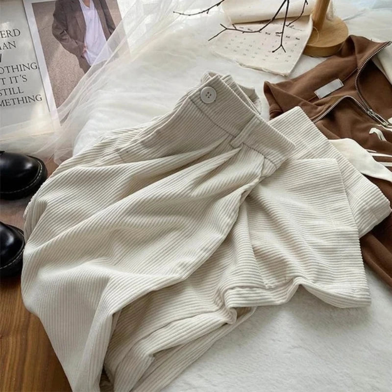 Dünne/Dicke Winter Gefüttert Breite Bein Hosen CasualThicken Warme Baggy Jogginghose Frauen HighWaist Koreanische Lamm Flusen Gerade Pantalones