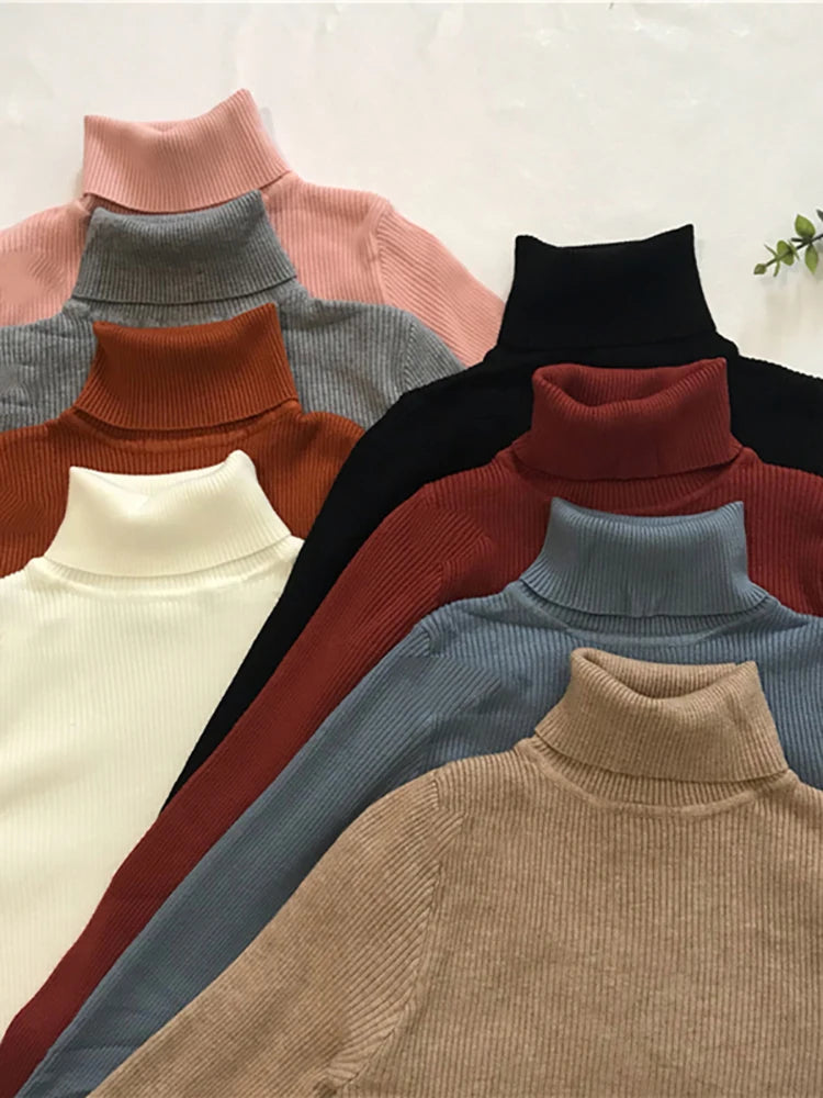Damen Rollkragenpullover 2026 Herbst Winter Oberteile Koreanischer Slim-Fit Damen Pullover Strickpullover Pull Femme Hiver Truien