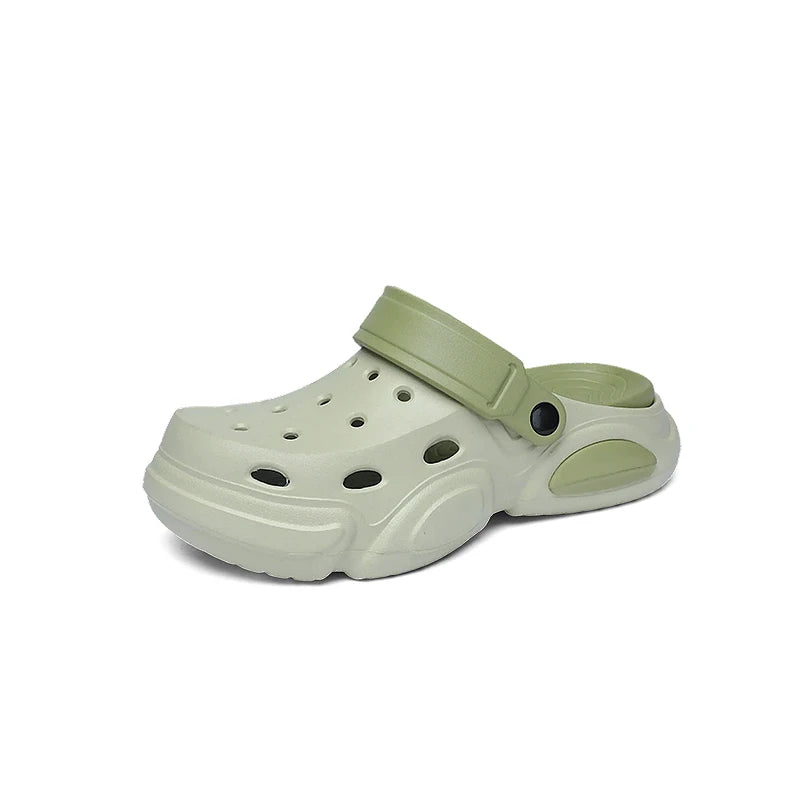 Sommer-Herren-Sandalen mit dicken Sohlen, rutschfest, atmungsaktiv, Zehenkappen-Sandalen, lässige Strand-Hausschuhe