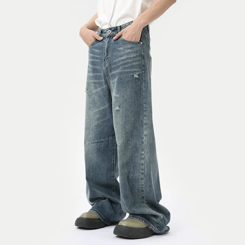 IEFB Amerikanischen Stil männer Denim Hosen Waschen Mode Lose männer Gerade Hosen Beiläufige Breite Bein Jeans Neue Sommer 2024 9C6303