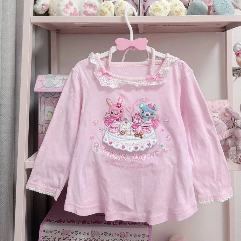 Japanische Kawaii Crop Tops Cartoon Print Harajuku Lolita Kurzarm T-shirts Frauen Y2k Ästhetische Dünne T Vintage Fee Grunge