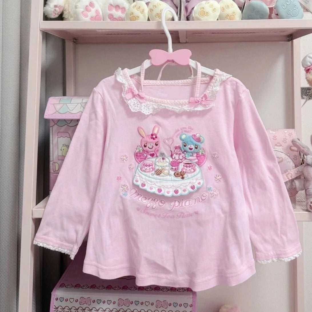 Japanische Kawaii Crop Tops Cartoon Print Harajuku Lolita Kurzarm T-shirts Frauen Y2k Ästhetische Dünne T Vintage Fee Grunge