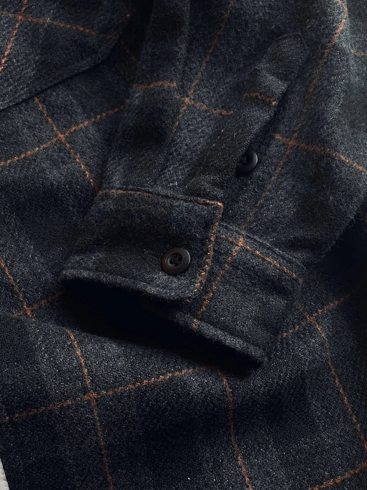 Herren-Flanellhemden, amerikanische Vintage-Streetwear, dick, kariert, übergroß, Cargo, langärmelig, lockere Passform, lässige Arbeitskleidung, Herbst und Winter