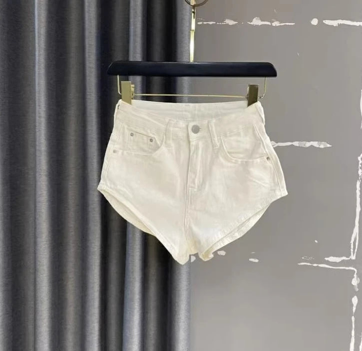 Neue koreanische Damen jeans Stretch schlanke Baumwoll-Denim-Shorts A-Linie Hot pants Damen bekleidung Himmelblau