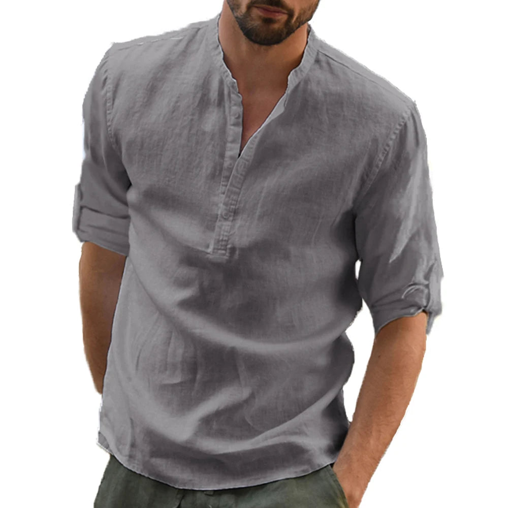 Neue Männer Casual Bluse Baumwolle Leinen Hemd Lose Tops Langarm T-shirt Frühling Herbst Casual Schöne Männer Shirts