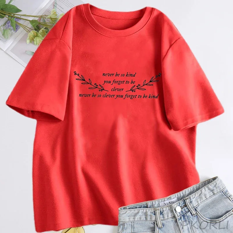 Damen T-Shirt Never Be So Clever You Forget To Be Kind Marjorie Lyrics T-Shirt Damen Baumwolle Kurzarm T-Shirts Streetwear