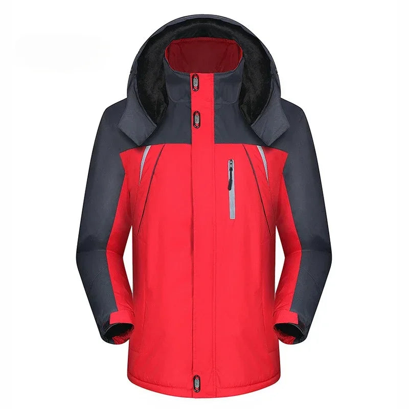 Winter Männer  Jacke Wasserdicht Wandern Ski Plus Samt Windjacke Jacken Abnehmbare Kapuze Große Größe Parkas