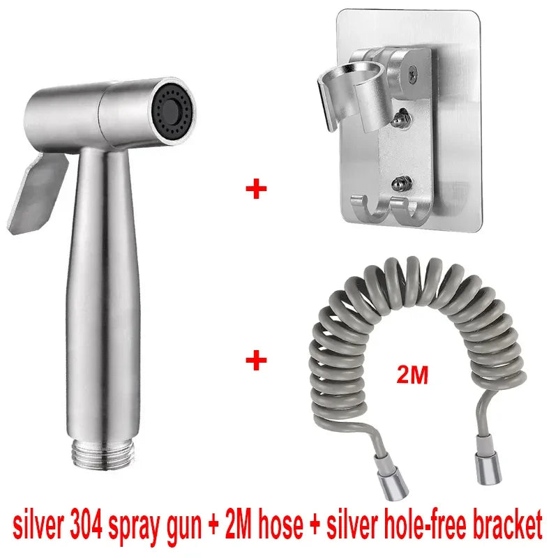 Hand-Bidet-Sprühset, Spritzpistole aus Edelstahl 304, Dusche, Hand-WC-Bidet-Wasserhahn, Sprühgerät, Duschdüse, selbstreinigend