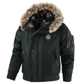 Winterjacke für Herren, abnehmbare Kapuze, langlebig, winddicht, Stoff, Stickerei, dekorative Seitentaschen, Ärmelreißverschluss