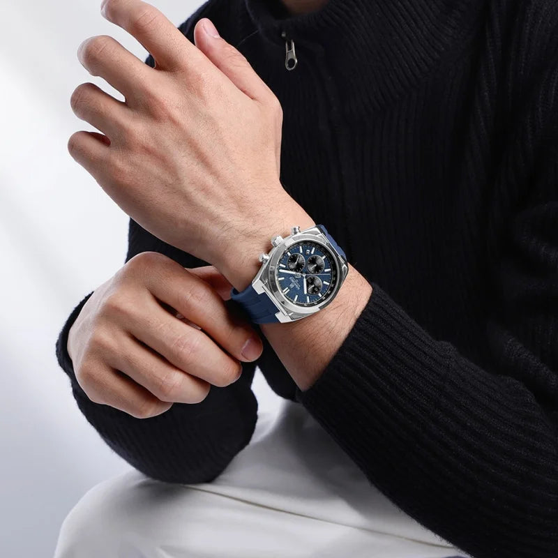 NAVIFORCE Herrenuhren, multifunktionaler Chronograph, Silikonarmband, leuchtende Zeiger, 3ATM wasserdicht, hochwertiges Original für Herren