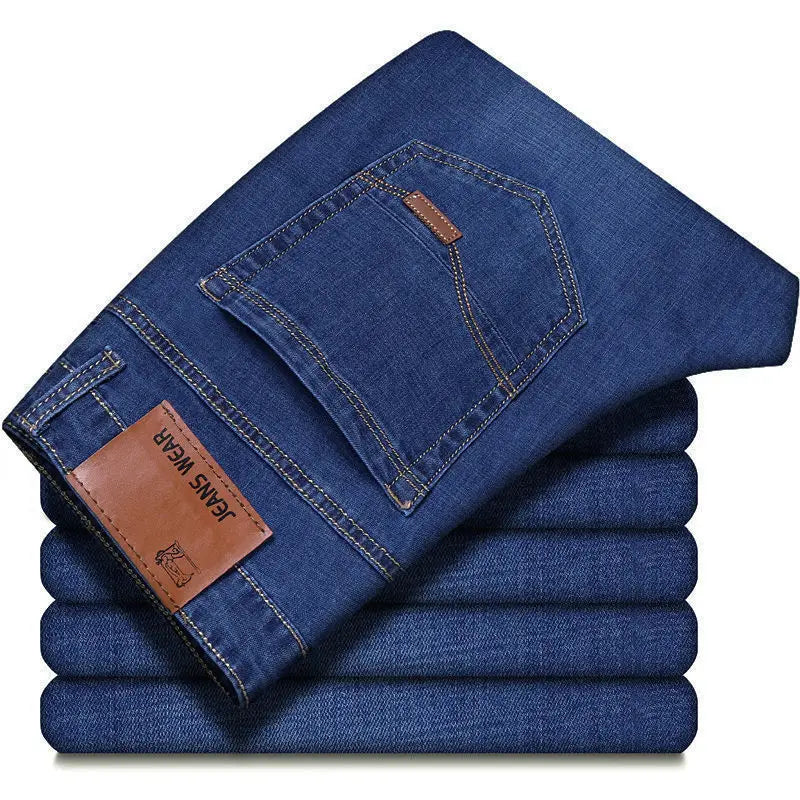 Business-Herrenjeans, lässig, bequem, gerade, Stretch, modisch, für Herren, klassisch, Premium-Blau, Schwarz, Denim-Hose